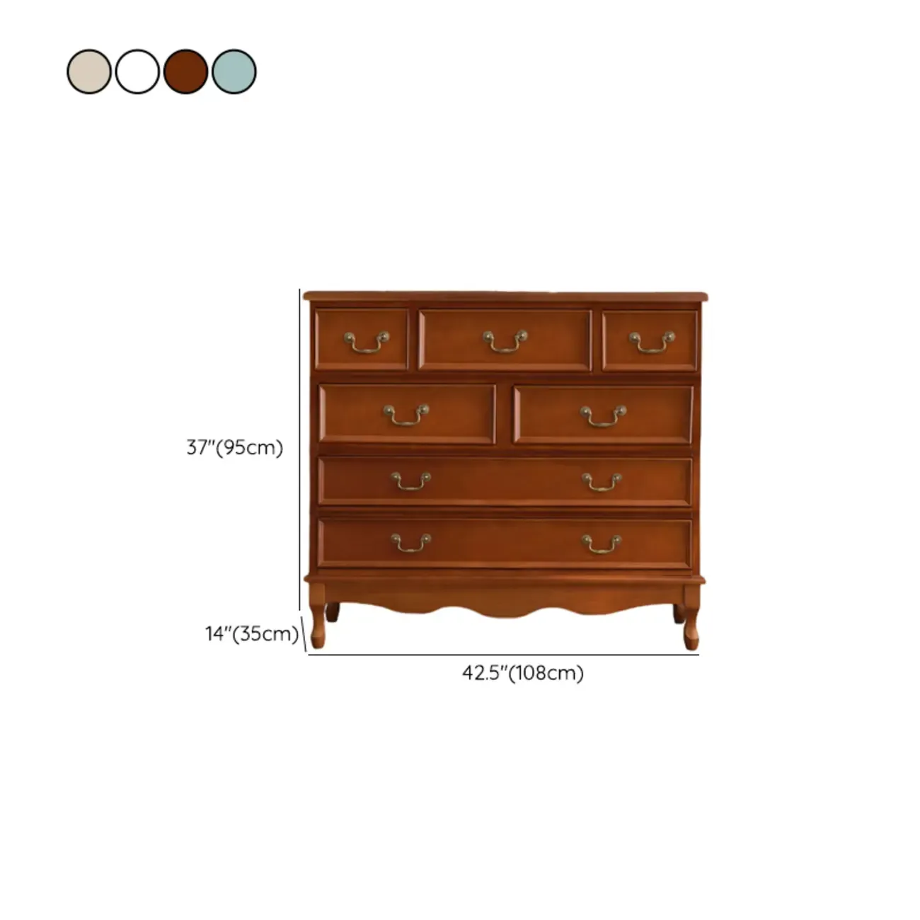 Traditional Solid Wood Chests with 7-Drawers for Living Room #size