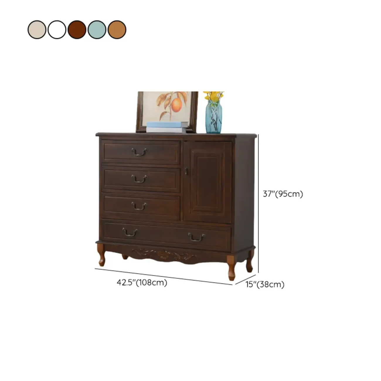 Traditional Solid Wood Chests with 7-Drawers for Living Room Image - 58