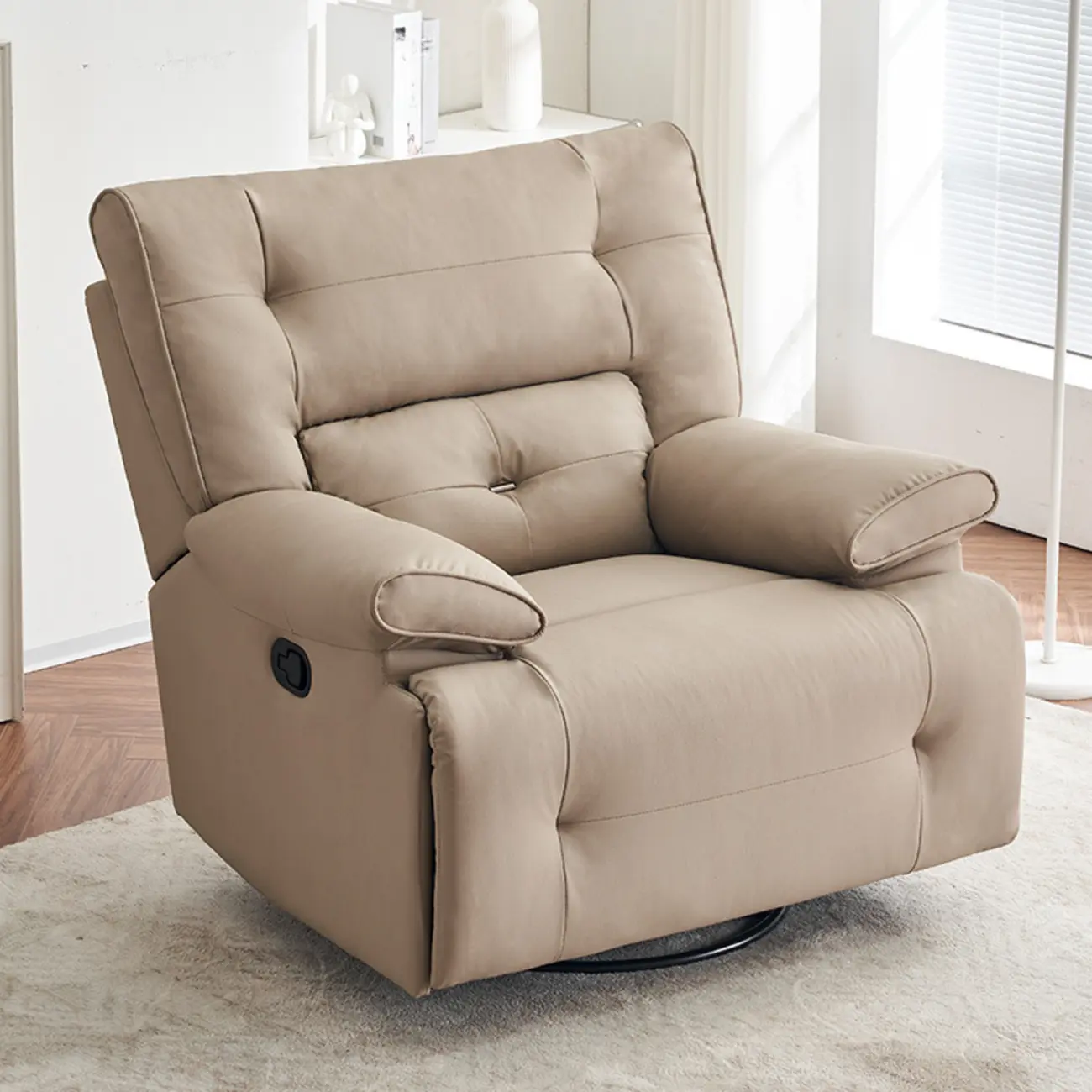 Modern Upholstered Recliner Chair with Swivel for Living Room Image - 1 | homeyfad