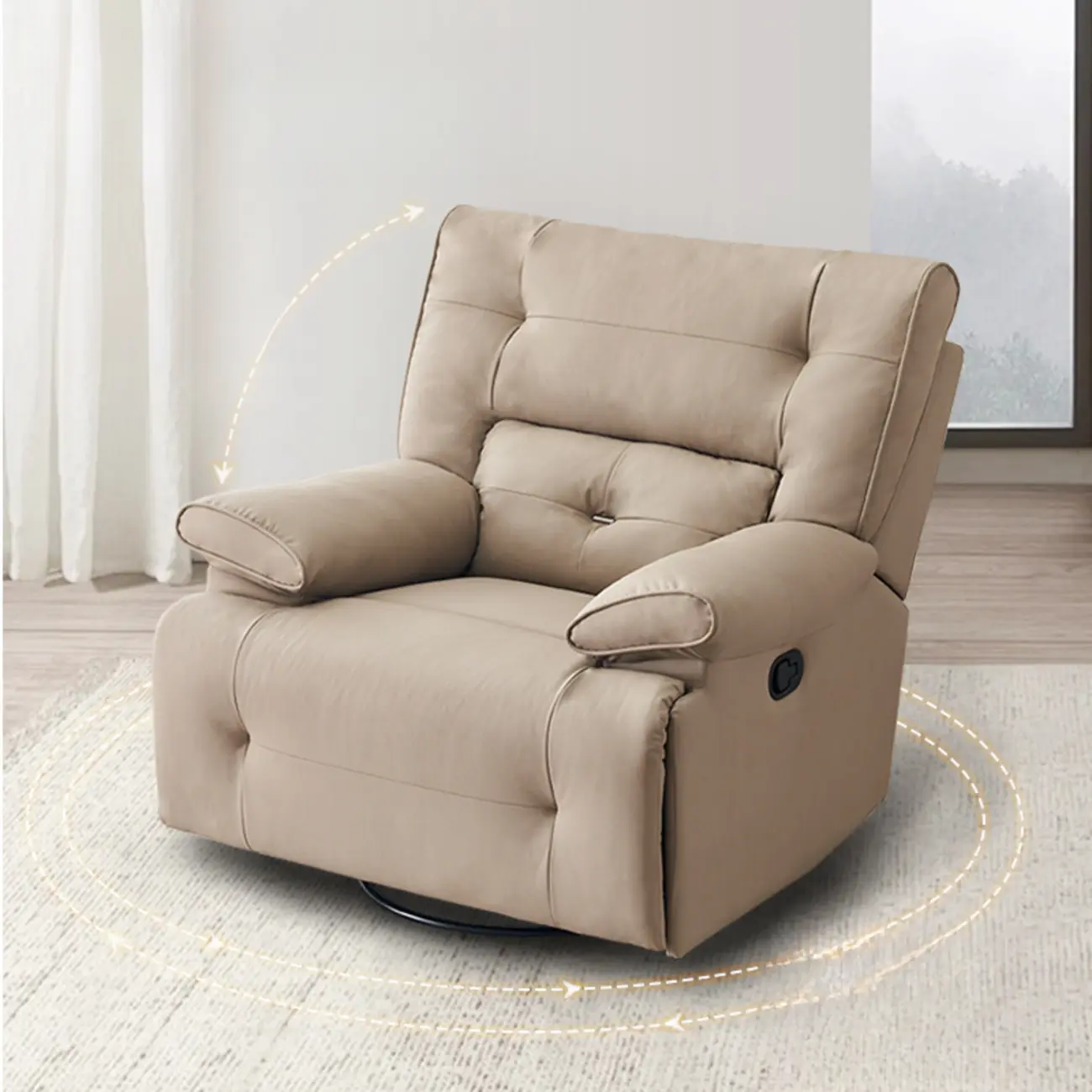 Modern Upholstered Recliner Chair with Swivel for Living Room Image - 2 | homeyfad
