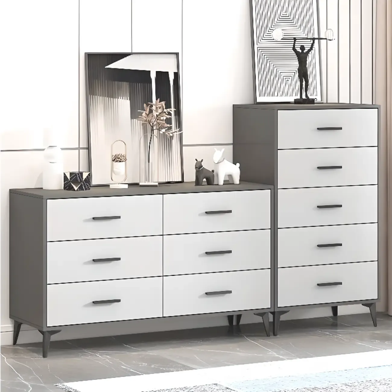 Modern Dove Grey Reclaimed Wood Console Dresser/Bachelor Chest/Lingerie Chest 3 Tiers/4 Tiers/5 Tiers Image - 1