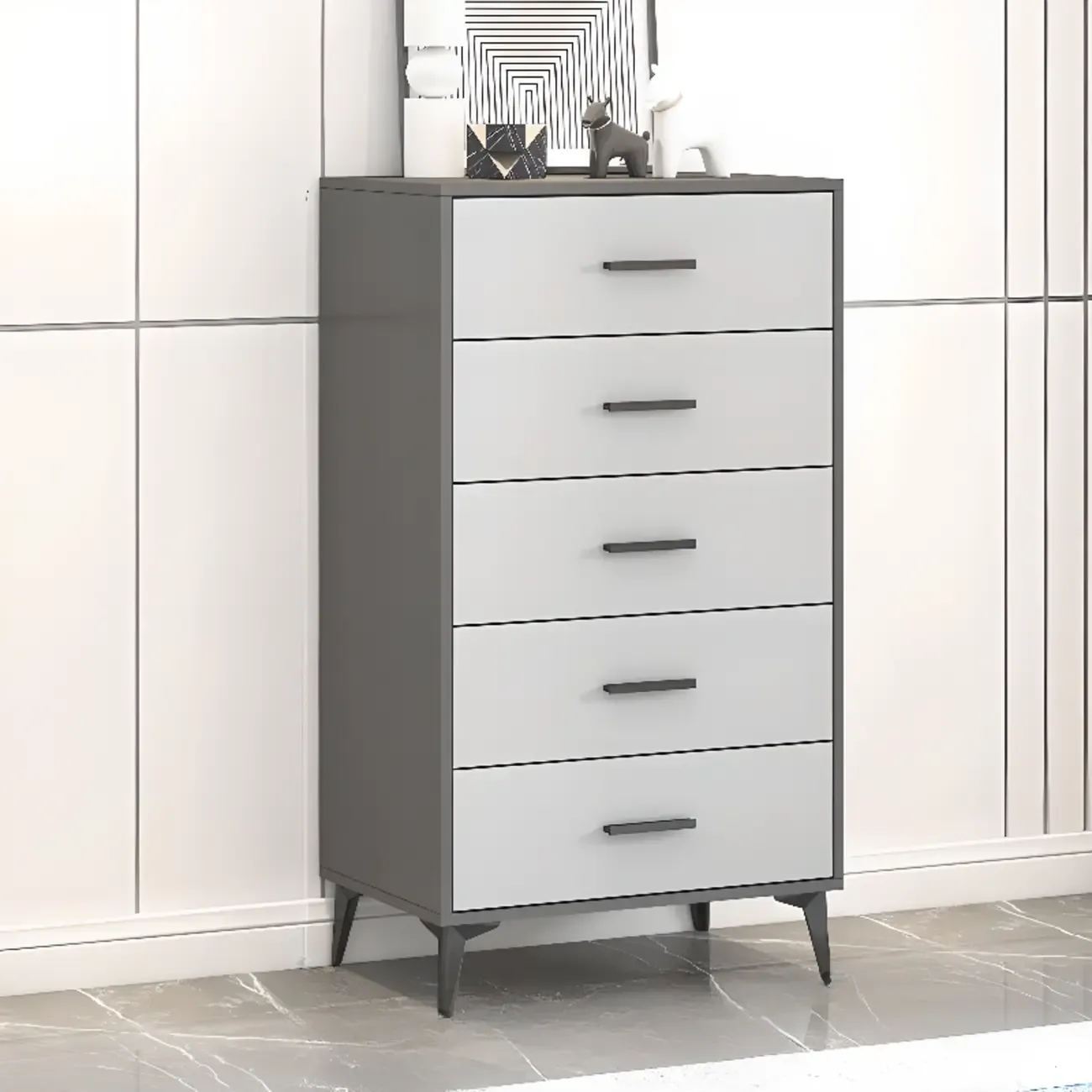 Modern Dove Grey Reclaimed Wood Console Dresser/Bachelor Chest/Lingerie Chest 3 Tiers/4 Tiers/5 Tiers Image - 3