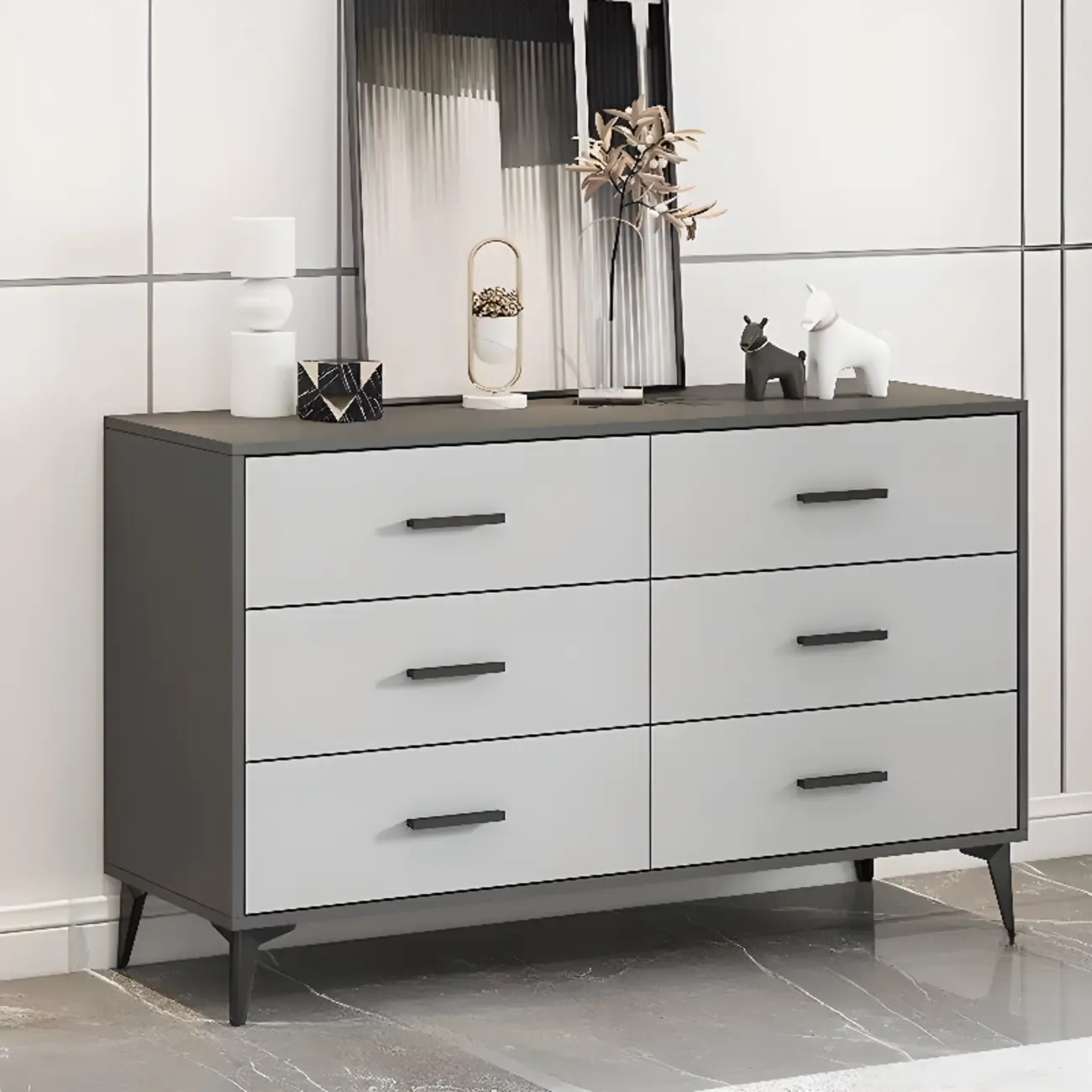 Modern Dove Grey Reclaimed Wood Console Dresser/Bachelor Chest/Lingerie Chest 3 Tiers/4 Tiers/5 Tiers Image - 6