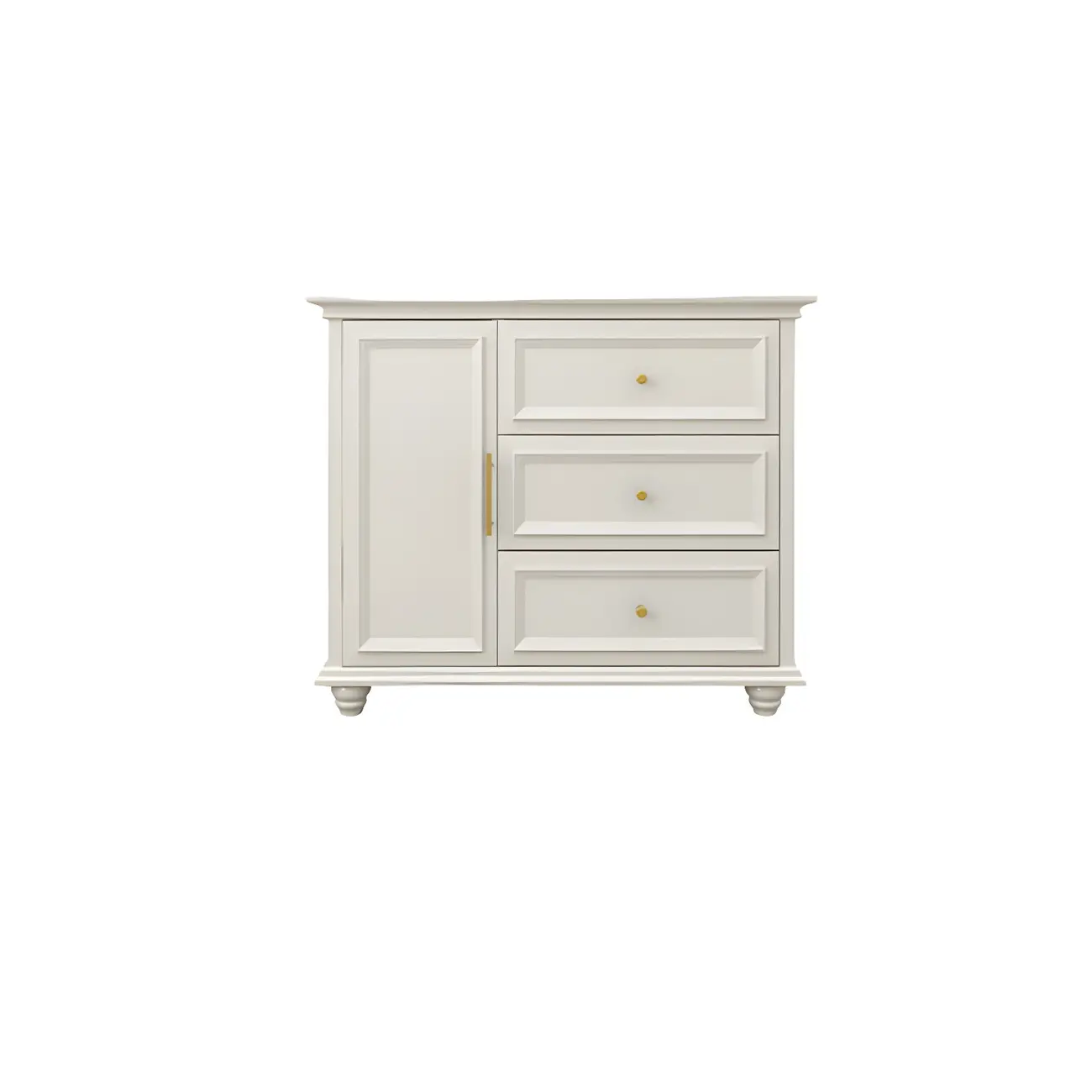 Contemporary Wooden Sideboard with 3 Drawers in White  Image - 3 | homeyfad