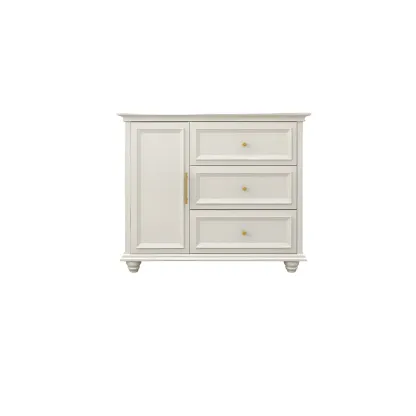 Contemporary Wooden Sideboard with 3 Drawers in White  Image - 3