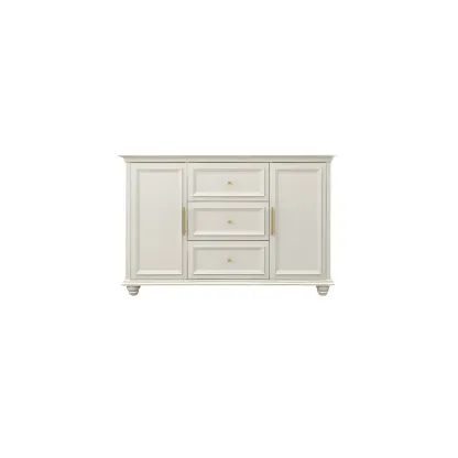 Contemporary Wooden Sideboard with 3 Drawers in White  Image - 9