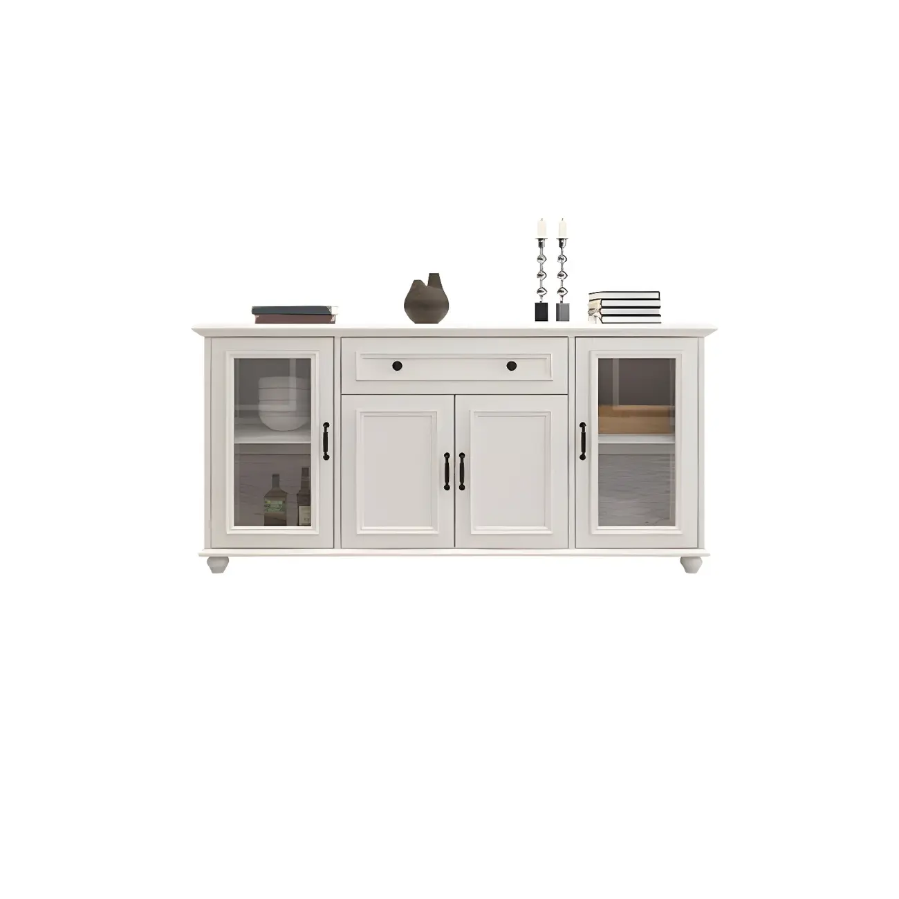 Contemporary Wooden Sideboard with 3 Drawers in White  Image - 14 | homeyfad