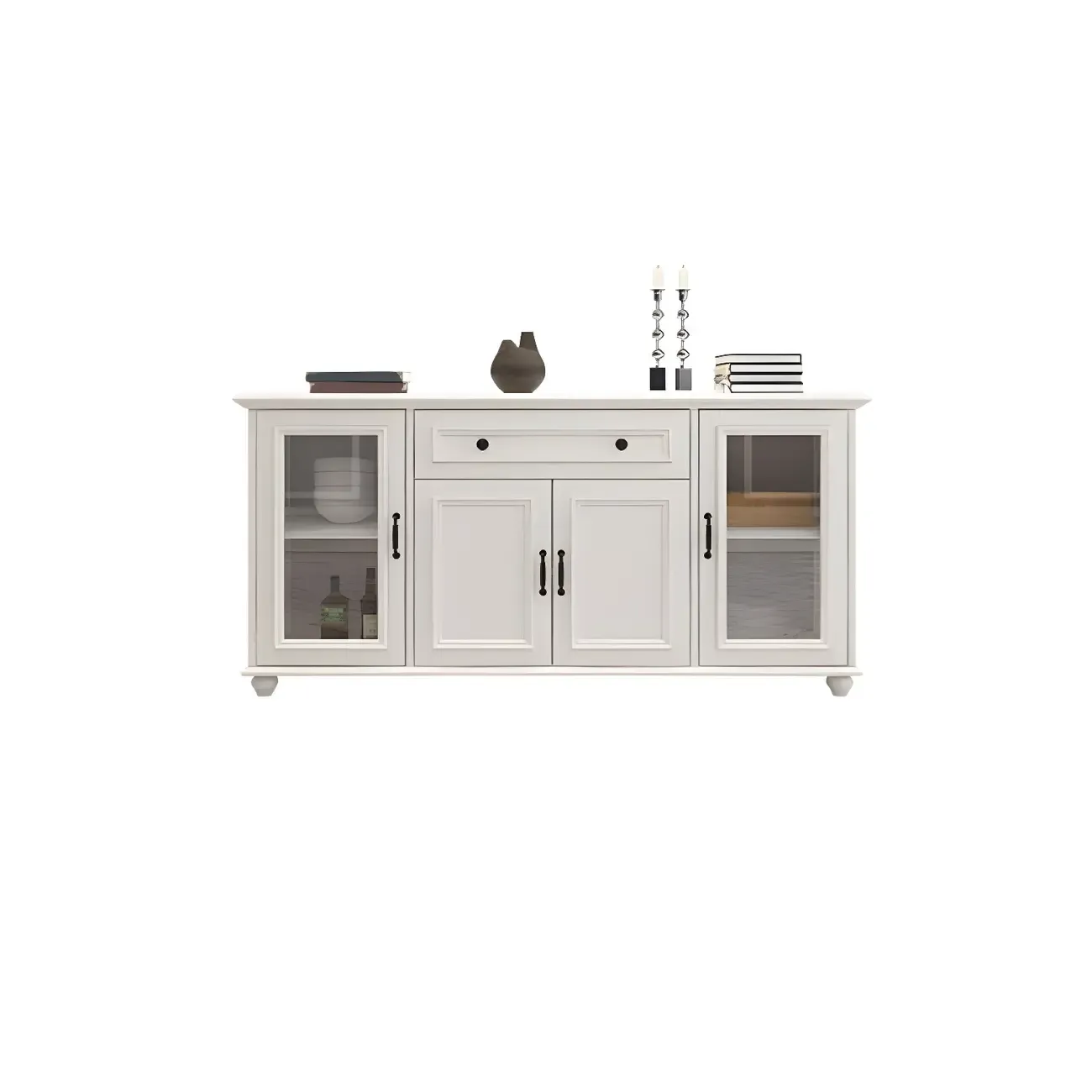 Contemporary Wooden Sideboard with 3 Drawers in White  Image - 14