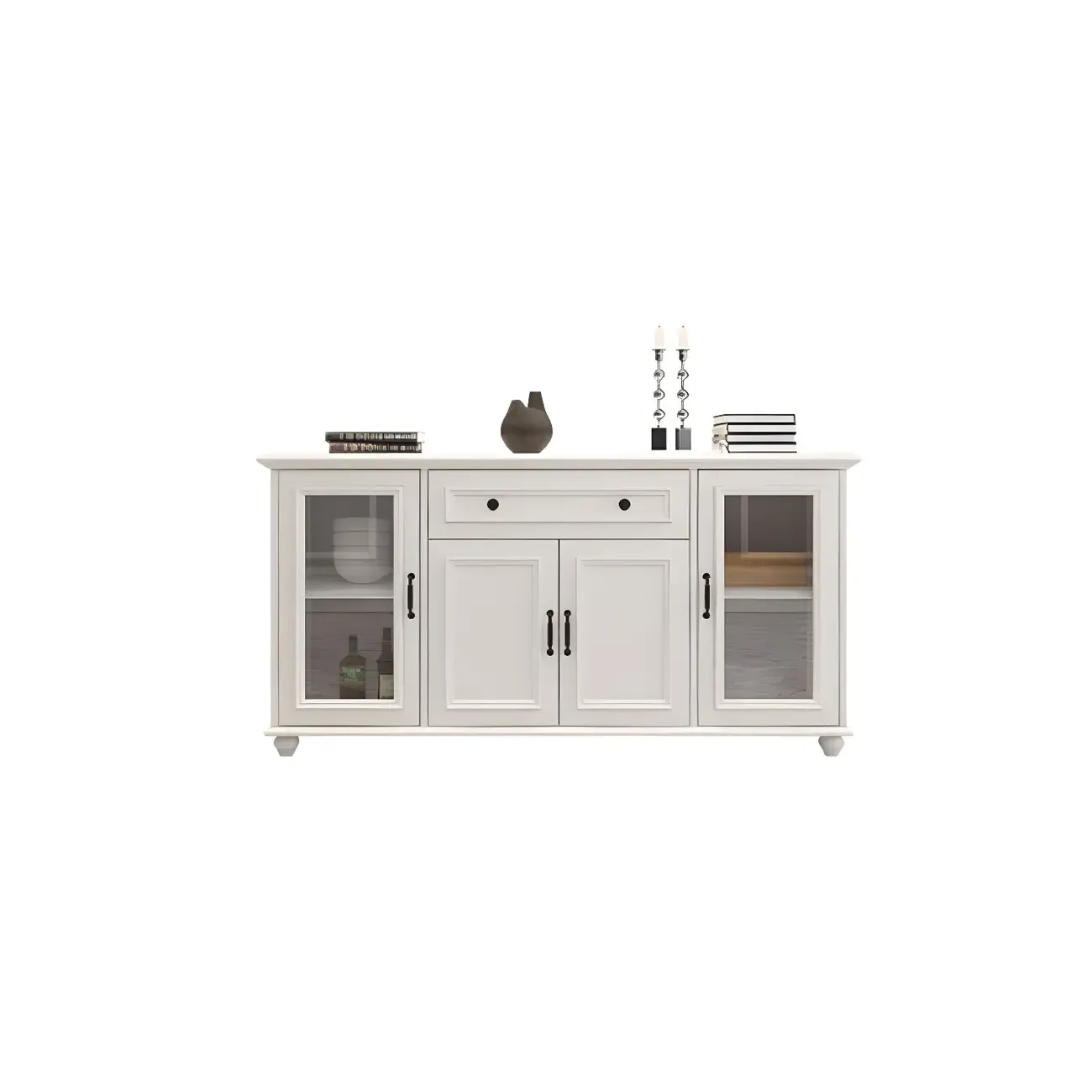 Contemporary Wooden Sideboard with 3 Drawers in White  Image - 15