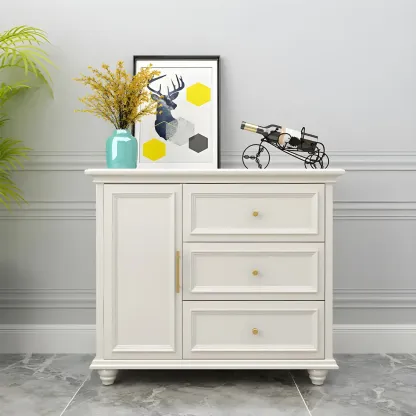 Contemporary Wooden Sideboard with 3 Drawers in White  Image - 18