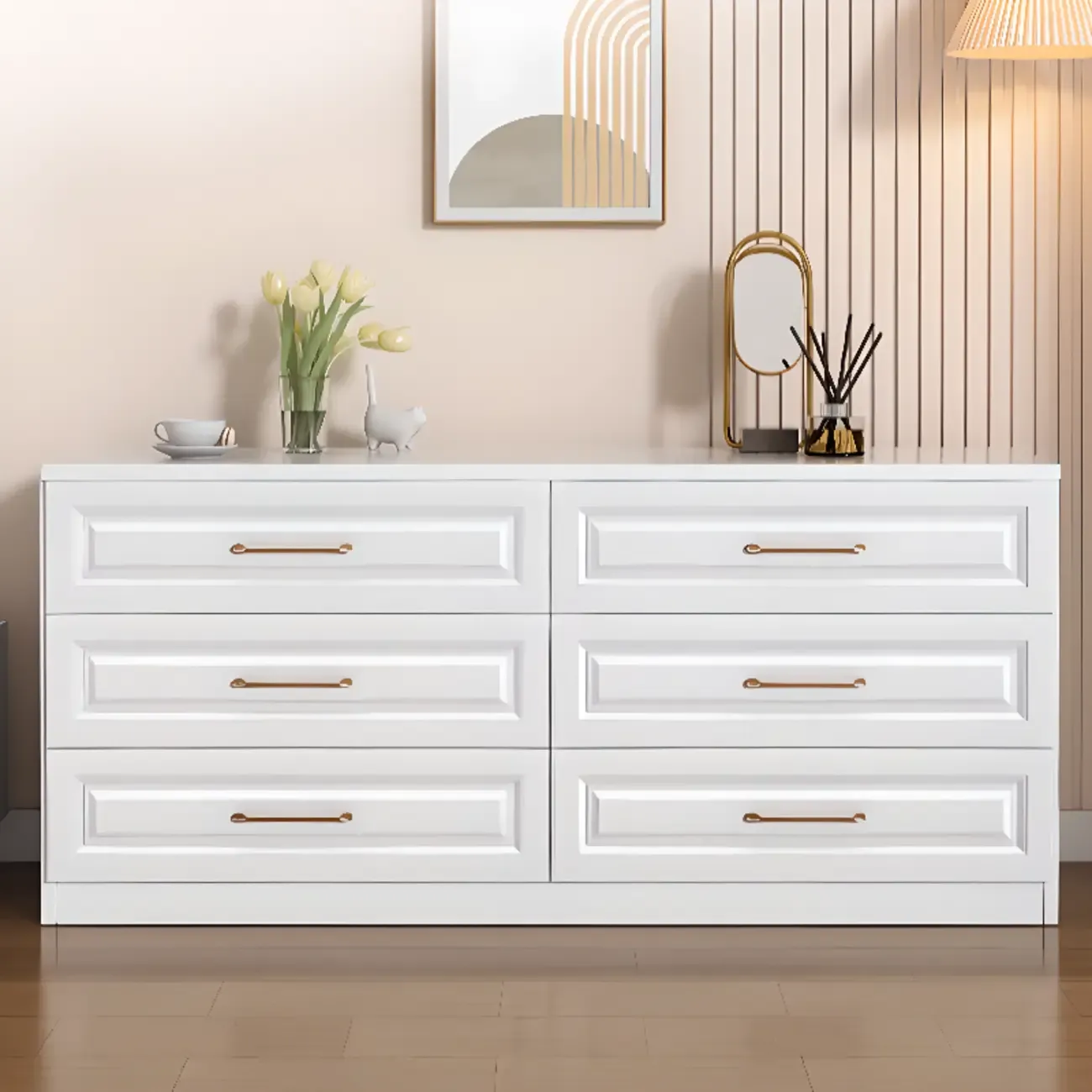 Horizontal/Vertical Console Dresser/Bachelor Chest in Wood for Sleeping Quarters with 8 Drawers/4 Drawers/3 Drawers in a Modern Simple Style Image - 6