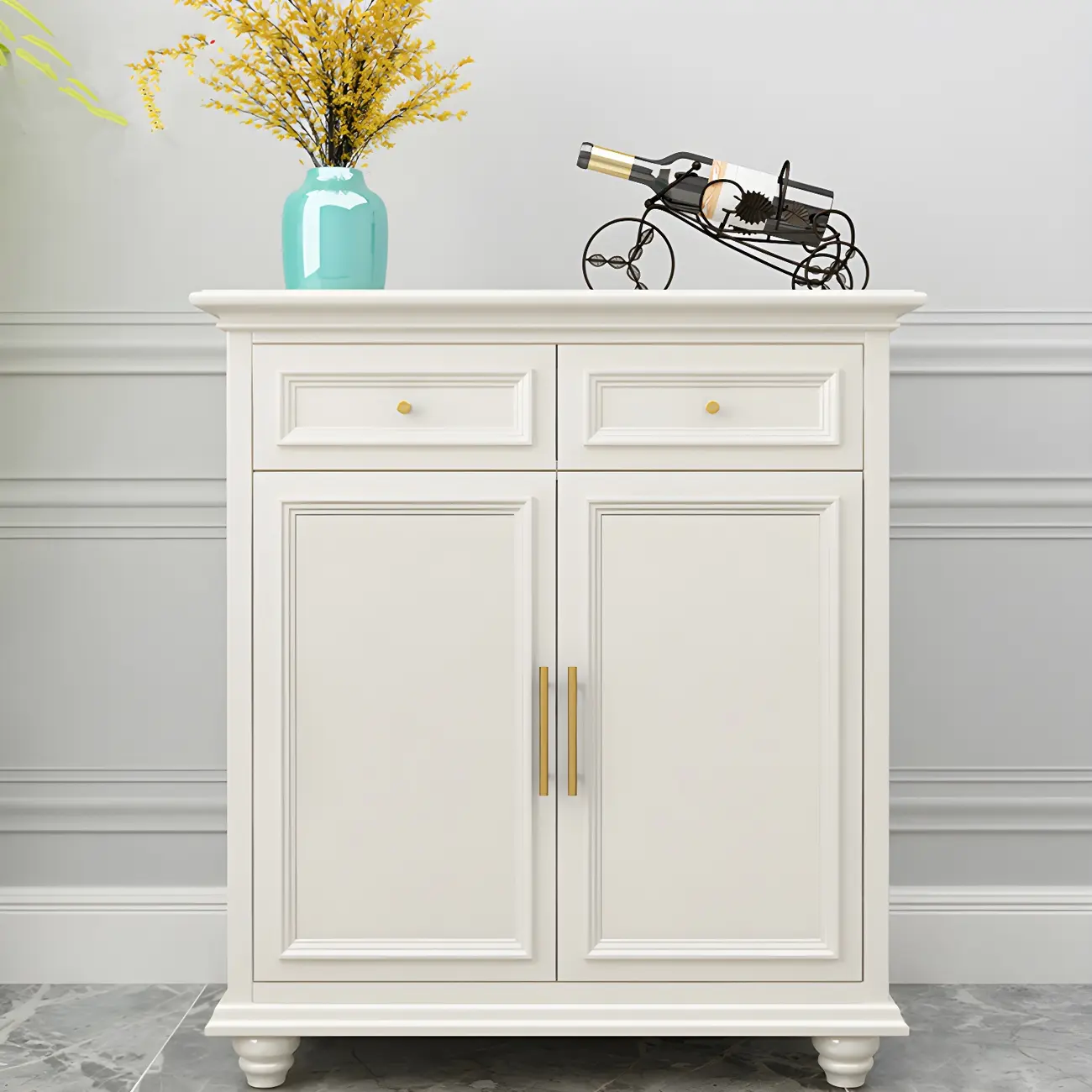 Contemporary Wooden Sideboard with 3 Drawers in White  Image - 20 | homeyfad