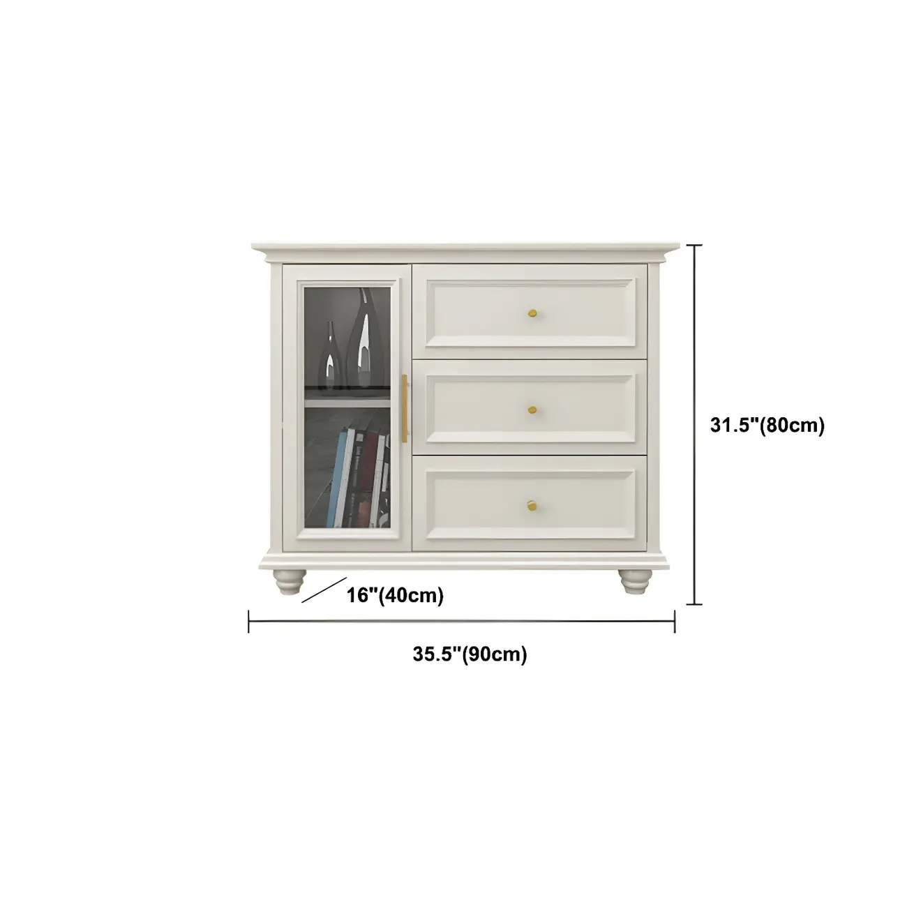 Contemporary Wooden Sideboard with 3 Drawers in White  Image - 23 | homeyfad