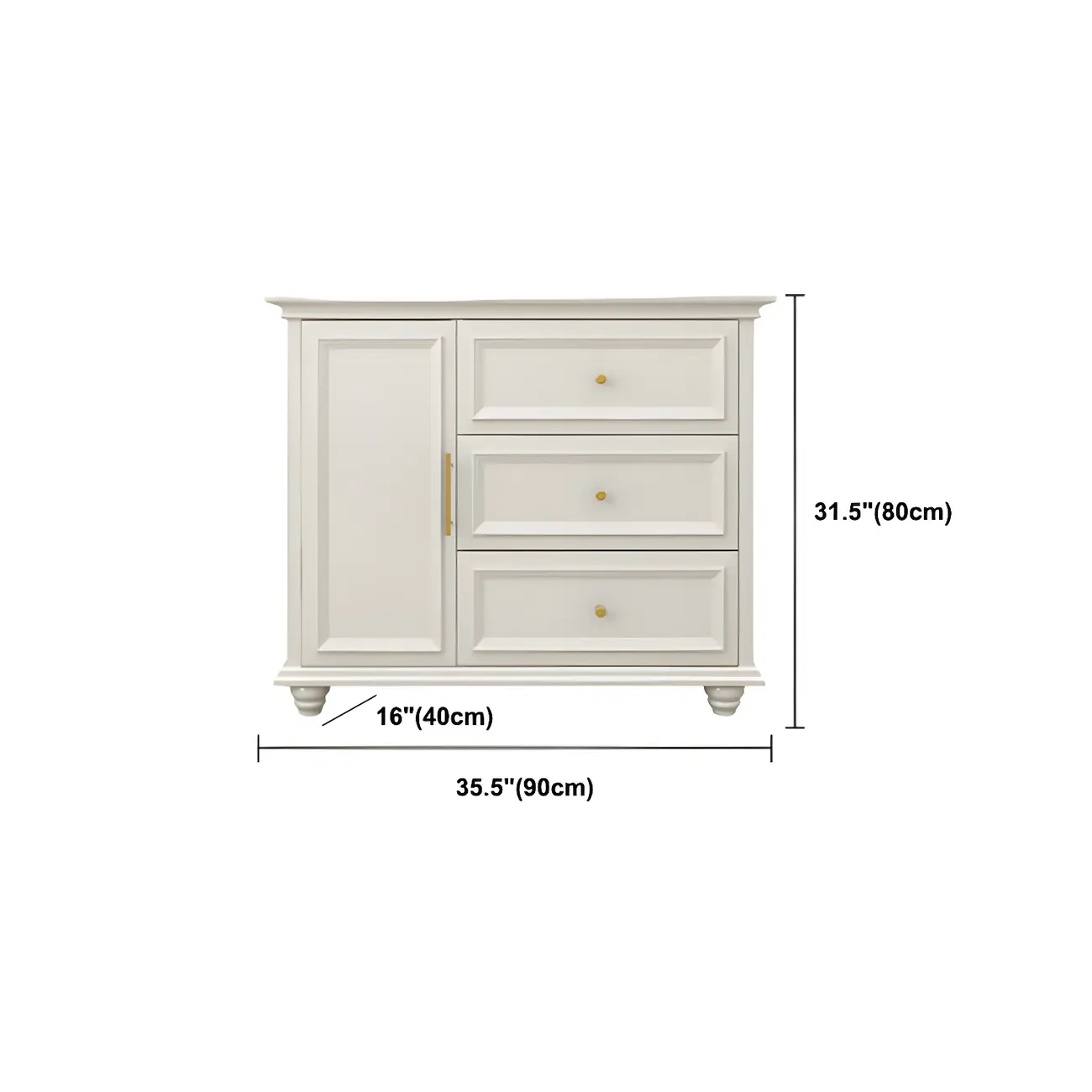 Contemporary Wooden Sideboard with 3 Drawers in White  Image - 24 | homeyfad