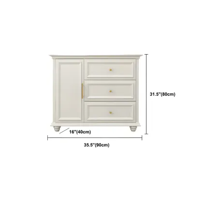 Contemporary Wooden Sideboard with 3 Drawers in White  Image - 24