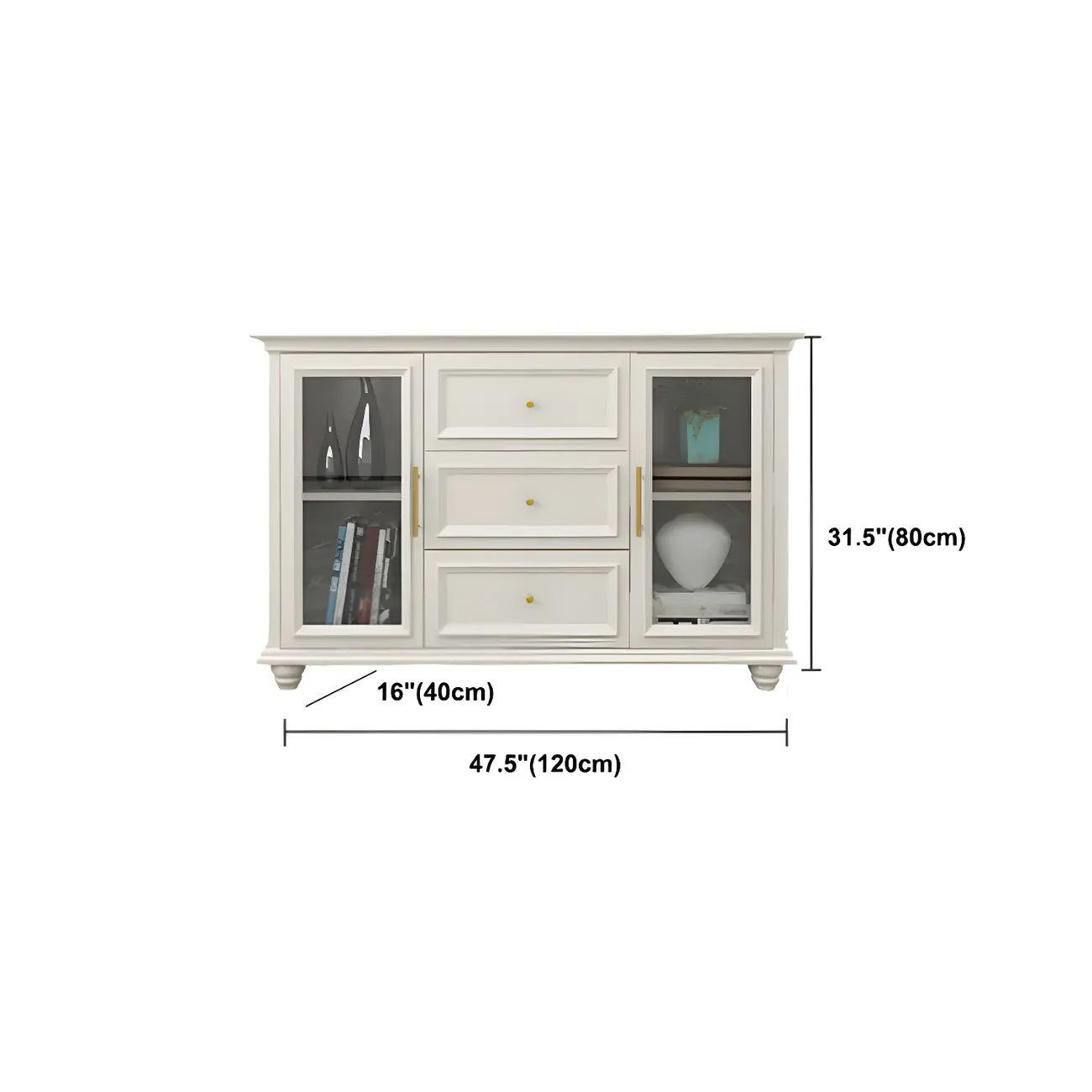 Contemporary Wooden Sideboard with 3 Drawers in White  Image - 25 | homeyfad
