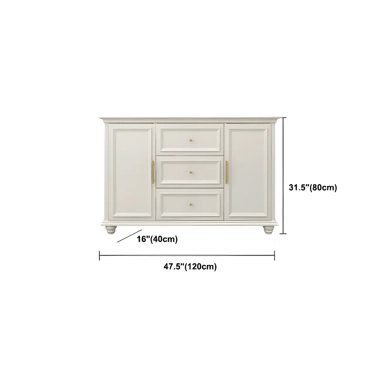 Contemporary Wooden Sideboard with 3 Drawers in White  Image - 26 | homeyfad