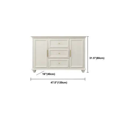 Contemporary Wooden Sideboard with 3 Drawers in White  Image - 26