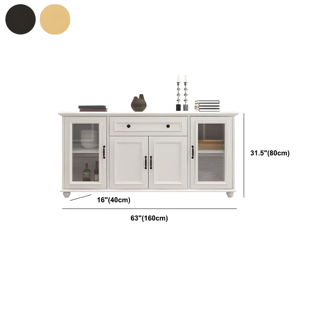 Contemporary Wooden Sideboard with 3 Drawers in White  Image - 28 | homeyfad