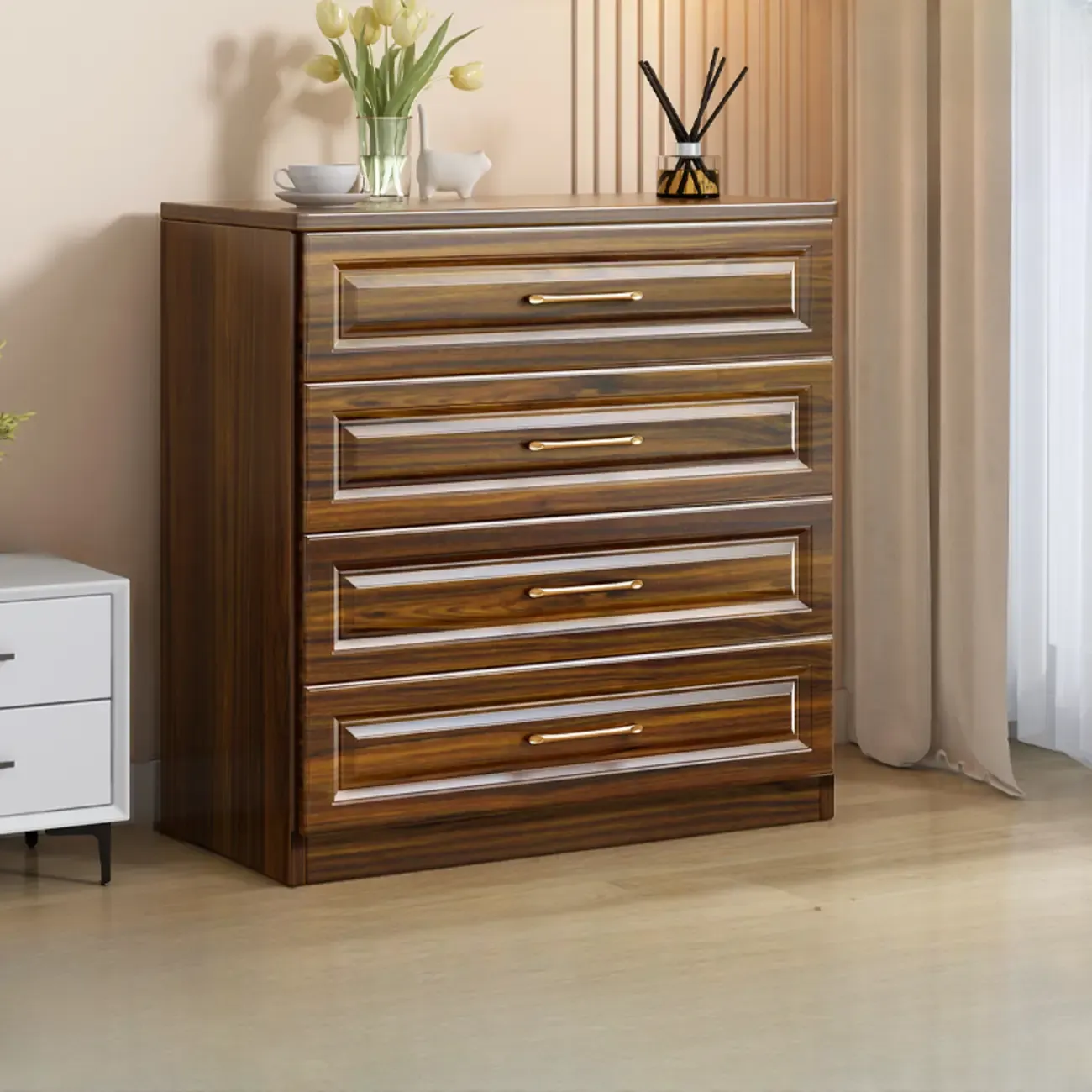 Horizontal/Vertical Console Dresser/Bachelor Chest in Wood for Sleeping Quarters with 8 Drawers/4 Drawers/3 Drawers in a Modern Simple Style Image - 13
