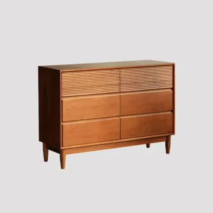 Rustic Solid Wood Double Dresser with 6-Drawers for Bedroom Image - 3