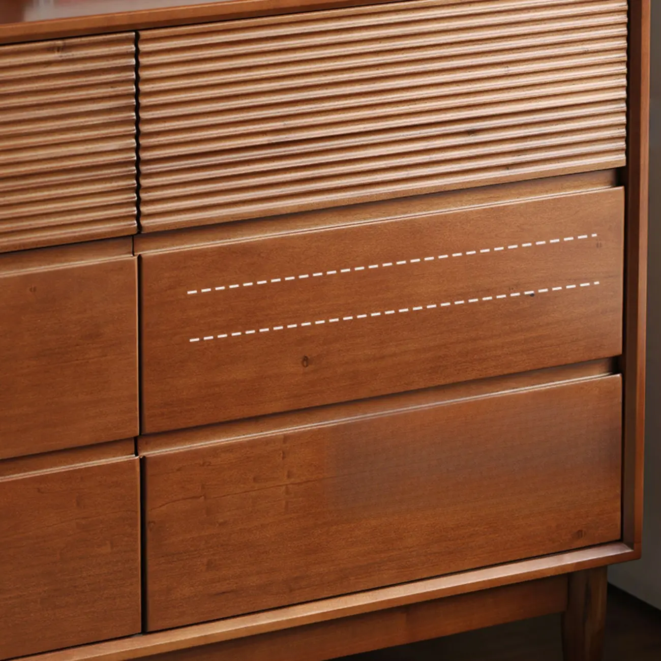 Rustic Solid Wood Double Dresser with 6-Drawers for Bedroom Image - 6 | homeyfad