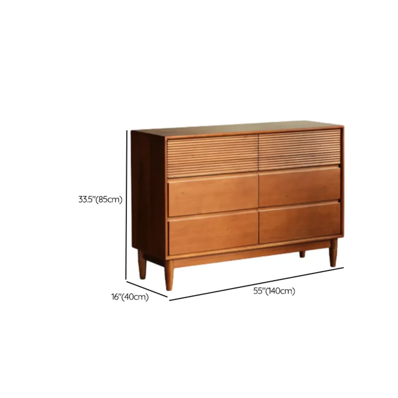 Rustic Solid Wood Double Dresser with 6-Drawers for Bedroom Image - 9