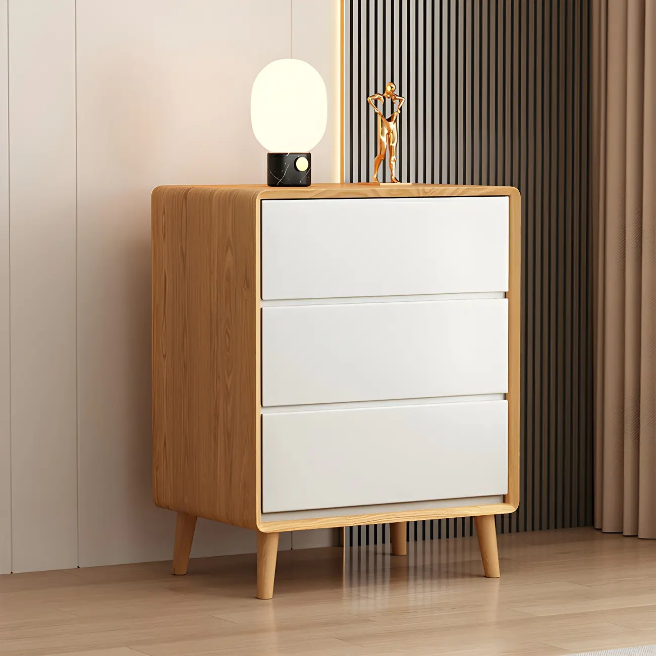 Fashion White Wood Chests with 3-Drawers for Bedroom Image - 7 | homeyfad