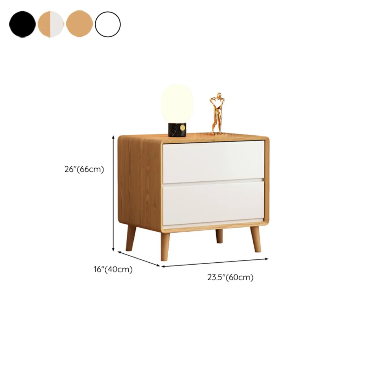 Contemporary White Wooden Chest with 3-Drawers for Bedroom #size