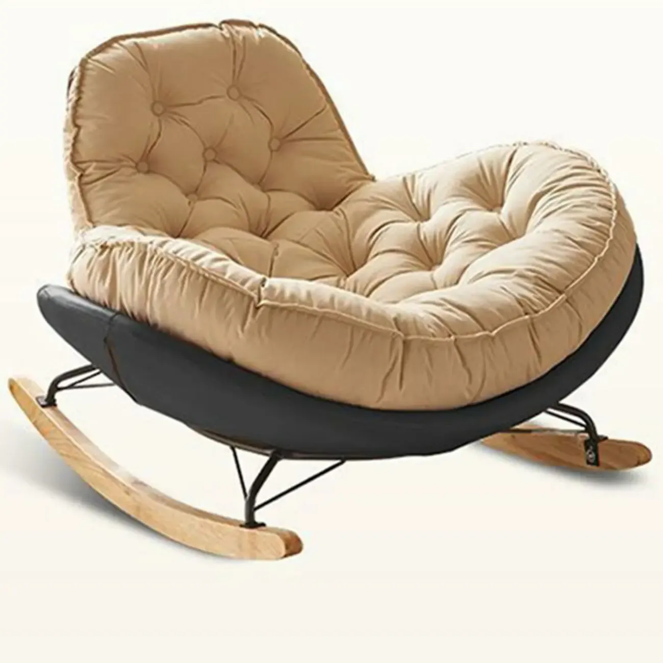 Comfortable Wide Seat Flannel Rocking Chair for Indoor Image - 2