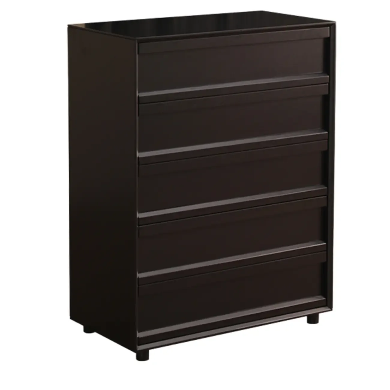 Industrial Wood Dresser with Drawers and Smooth Metal Rail Image - 3