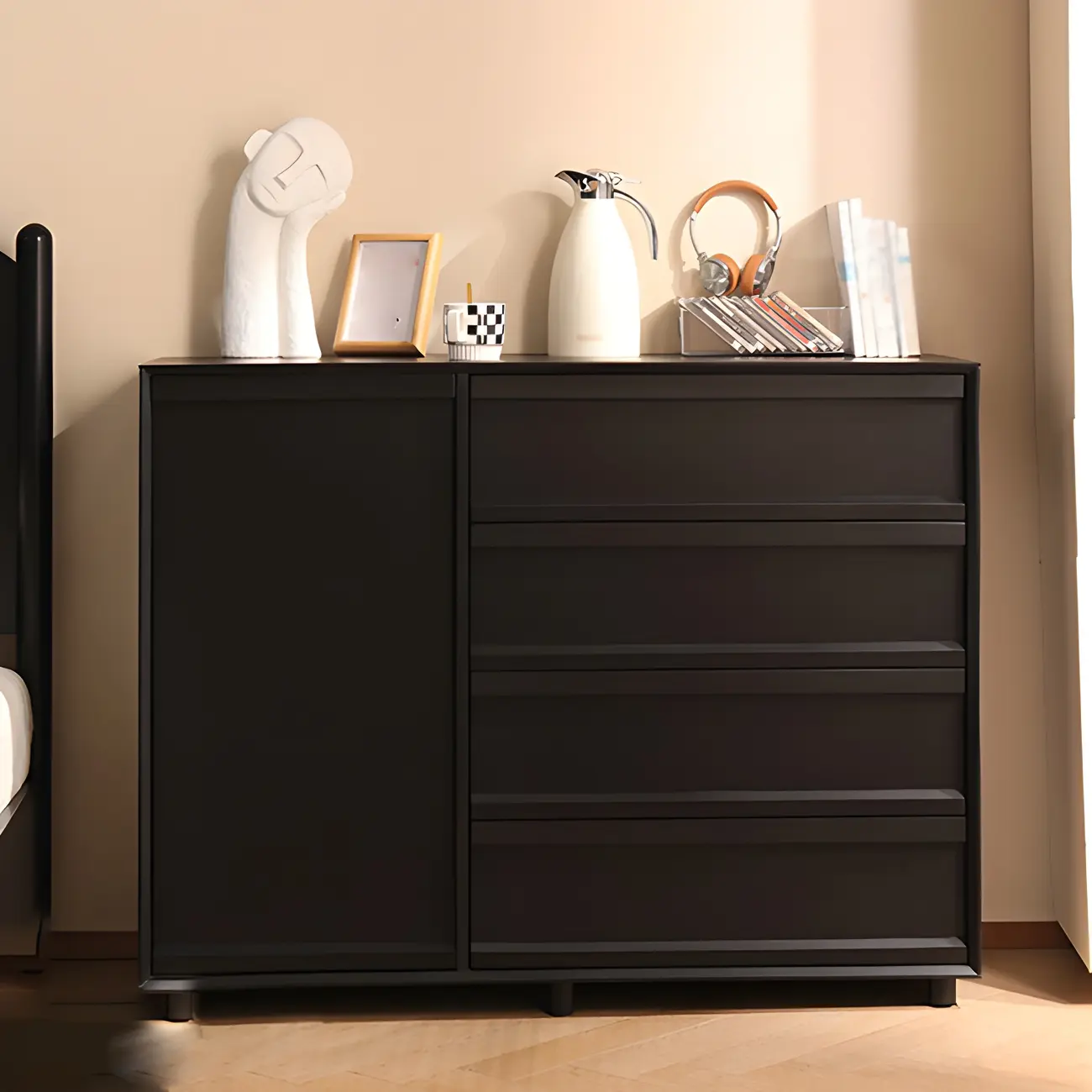 Industrial Wood Dresser with Drawers and Smooth Metal Rail Image - 5 | homeyfad