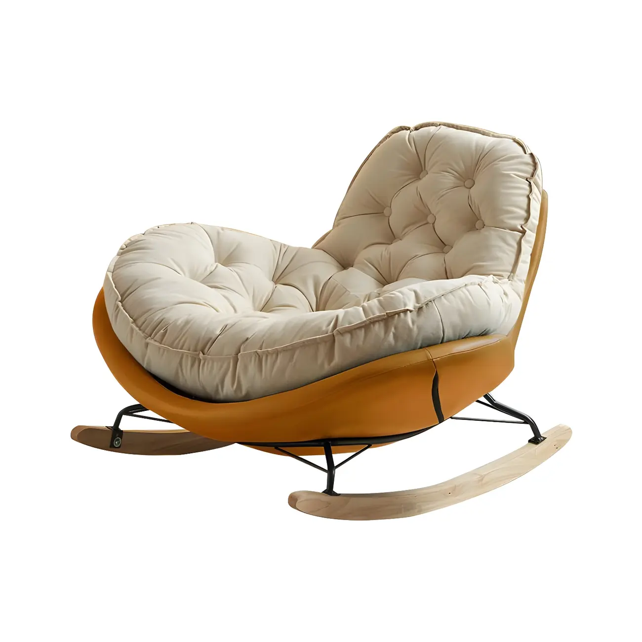 Comfortable Wide Seat Flannel Rocking Chair for Indoor Image - 5 | homeyfad