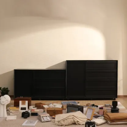 Industrial Wood Dresser with Drawers and Smooth Metal Rail Image - 7