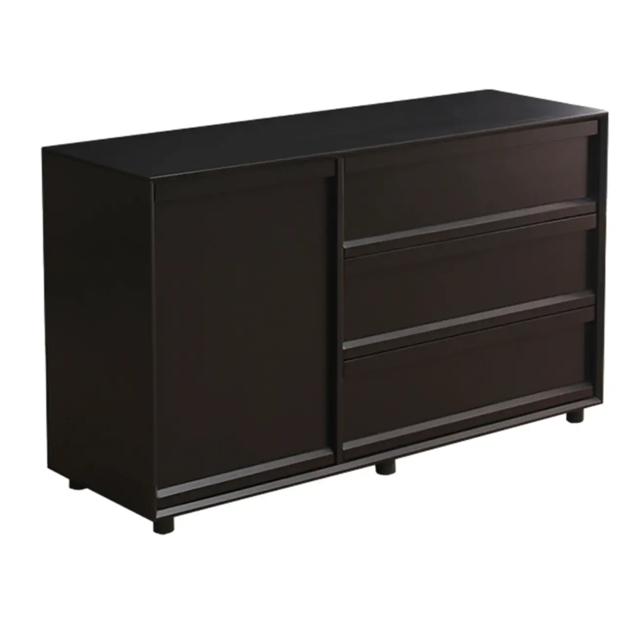 Industrial Wood Dresser with Drawers and Smooth Metal Rail Image - 8