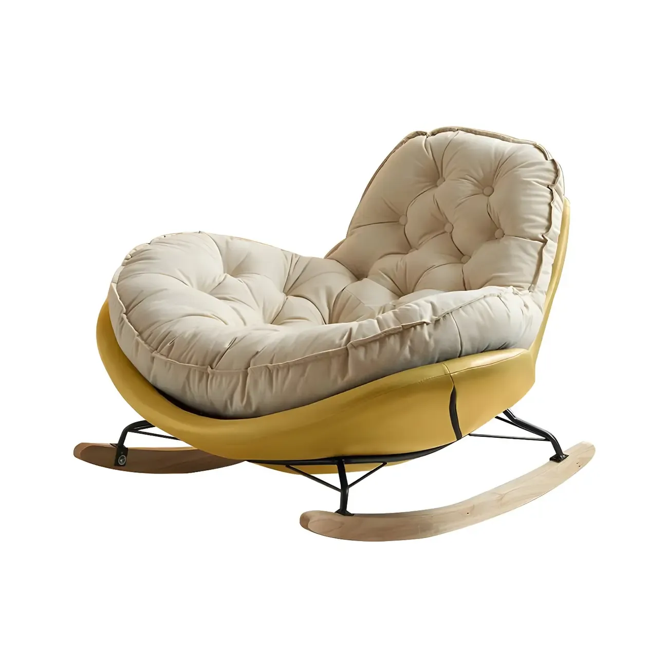 Comfortable Wide Seat Flannel Rocking Chair for Indoor - HomeyFad