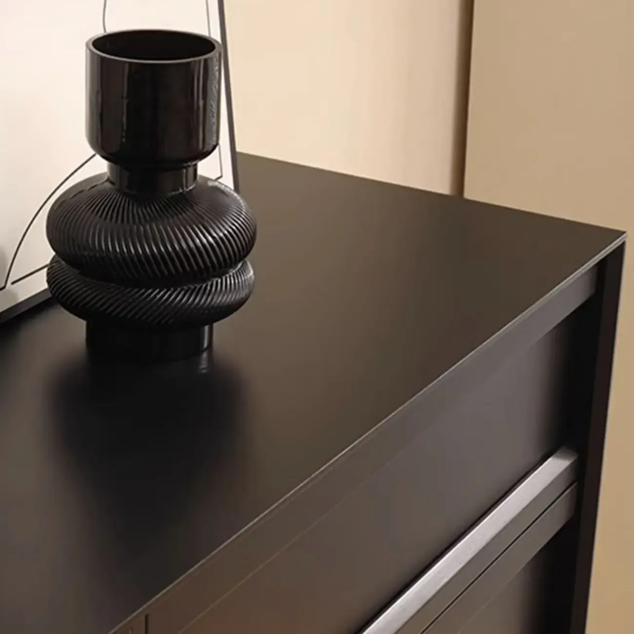 Industrial Wood Dresser with Drawers and Smooth Metal Rail Image - 12