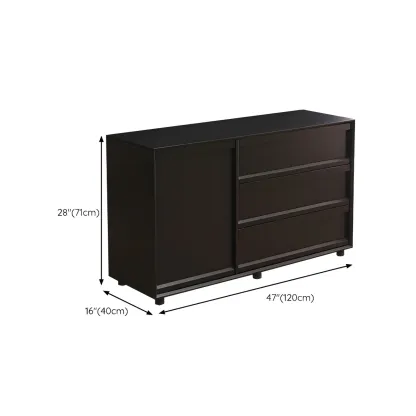 Industrial Wood Dresser with Drawers and Smooth Metal Rail Image - 16