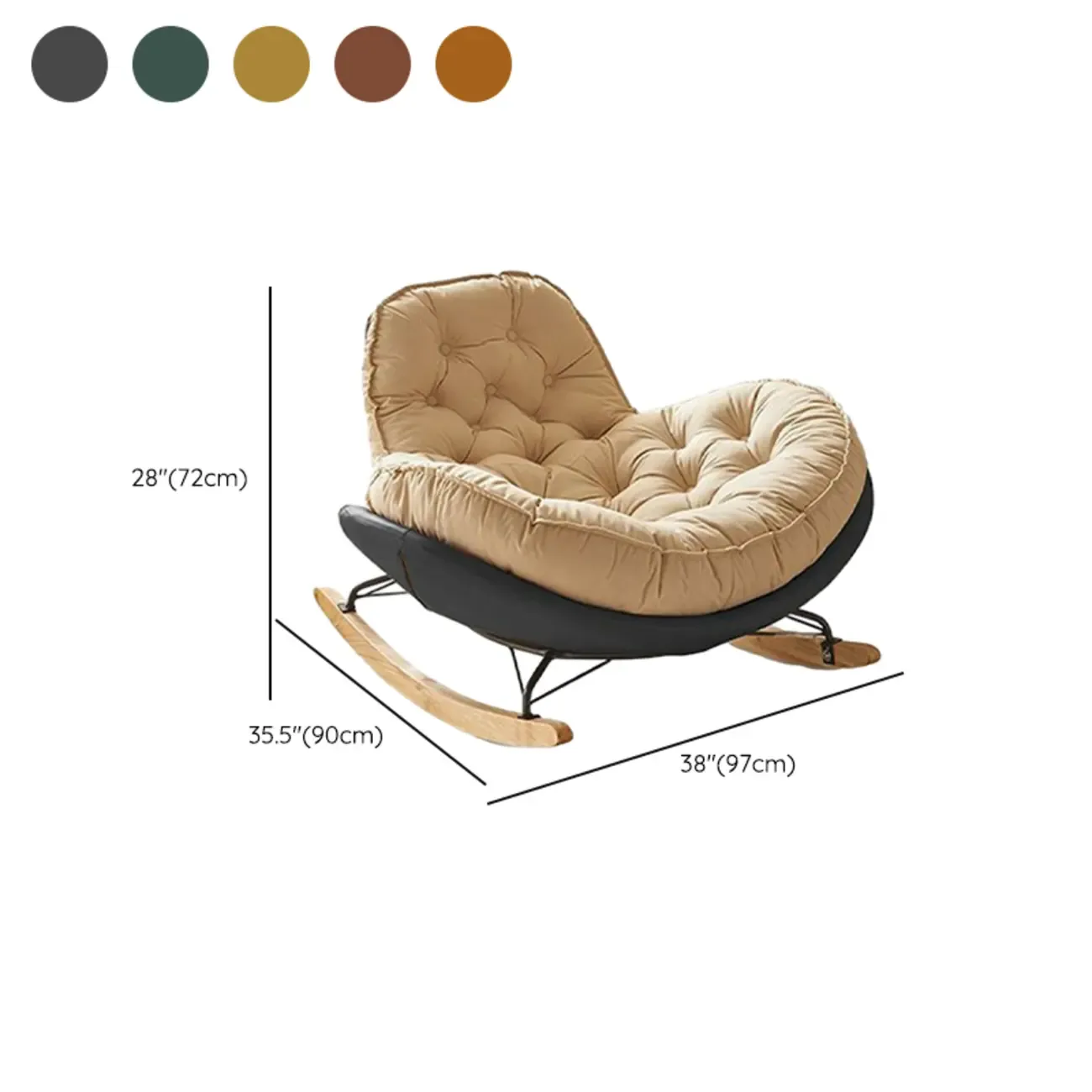 Comfortable Wide Seat Flannel Rocking Chair for Indoor #size