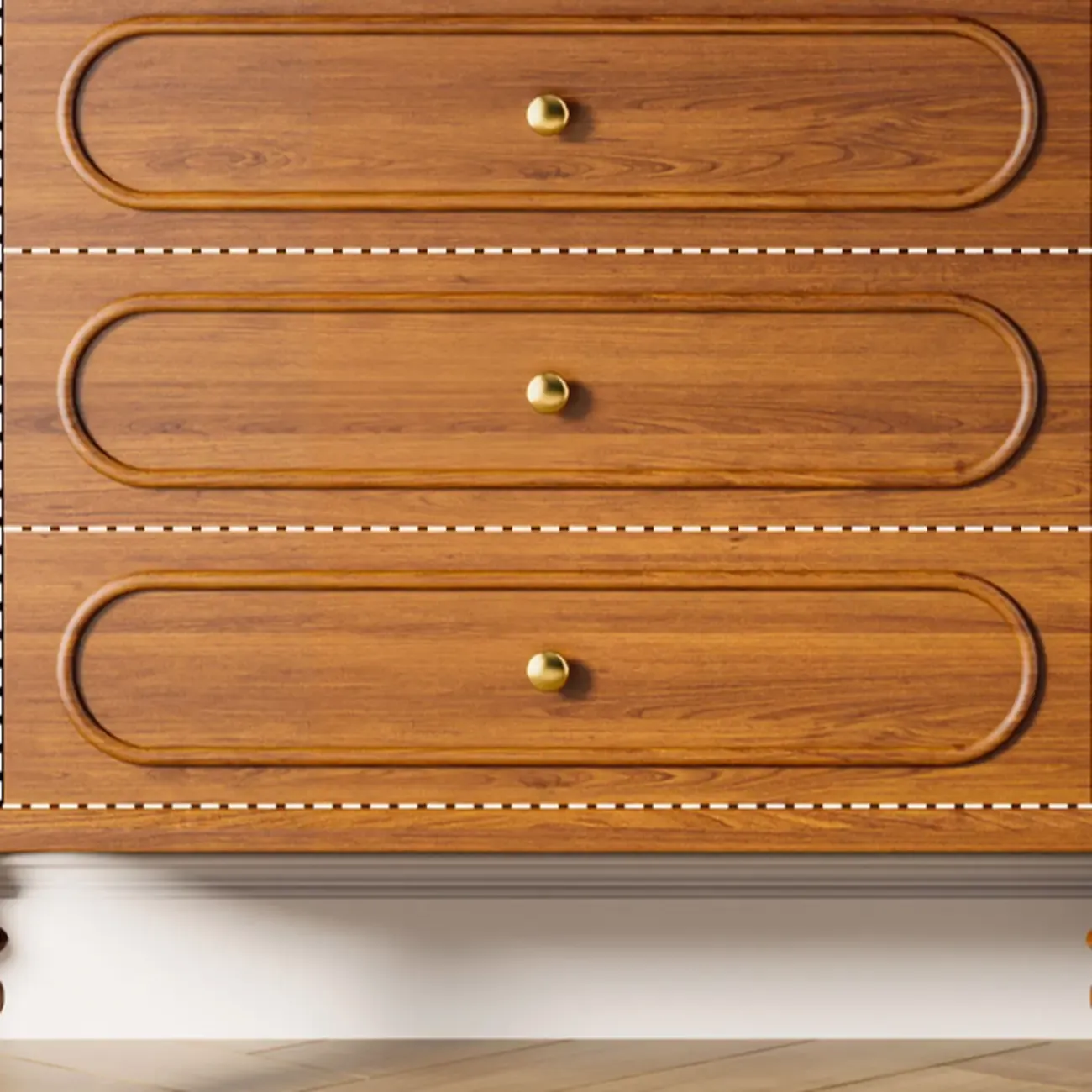 Vintage Wooden Dresser with 3-round Drawers for Restroom Image - 13