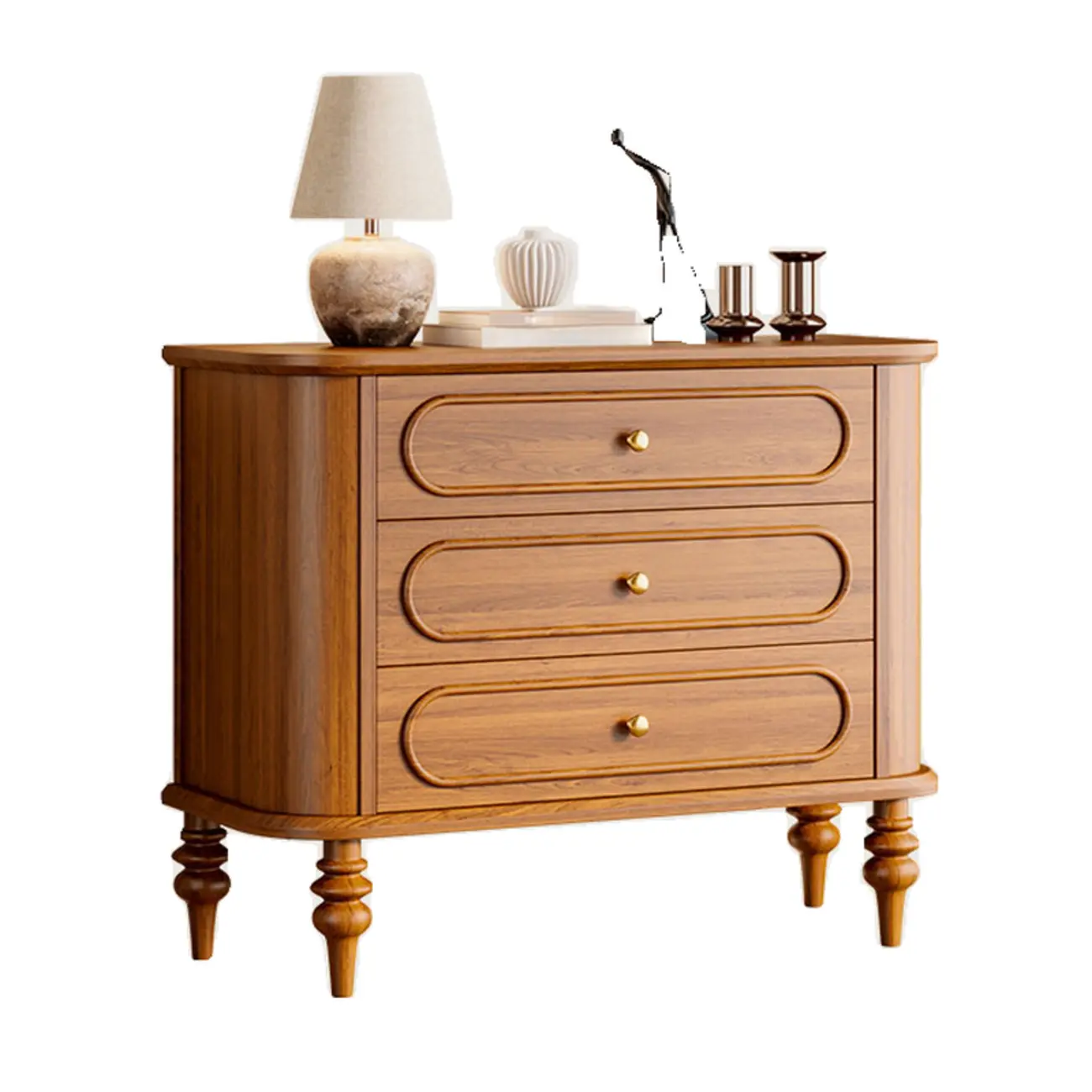 Vintage Wooden Dresser with 3-round Drawers for Restroom Image - 6 | homeyfad