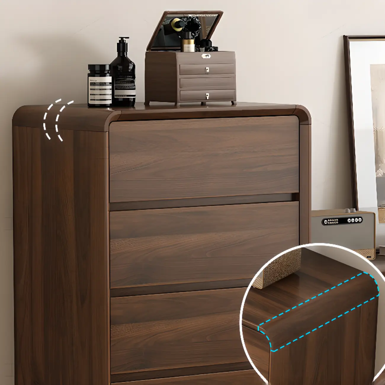 Simplistic Solid Wood+Manufactured Wood Square Console Dresser/Semainier with 3 Tiers/4 Tiers/5 Tiers Image - 12 | homeyfad