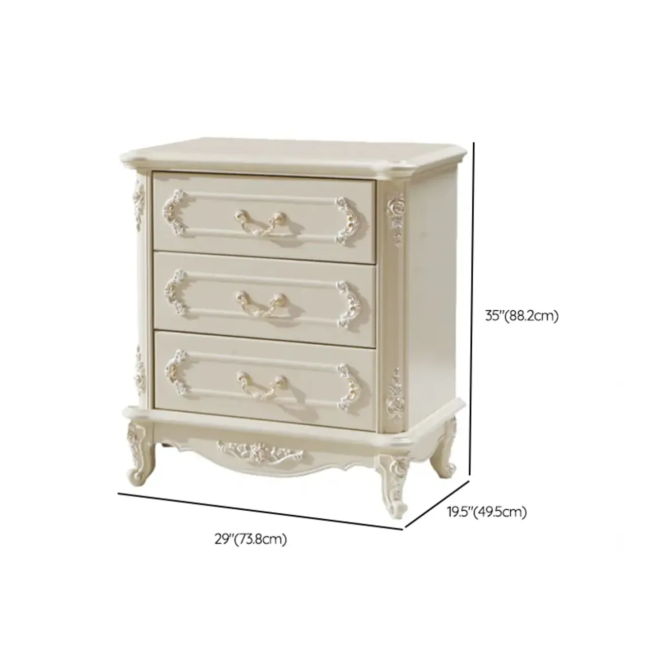 Luxurious Wooden Bachelor Chest with 3-Drawers for Bedroom #size