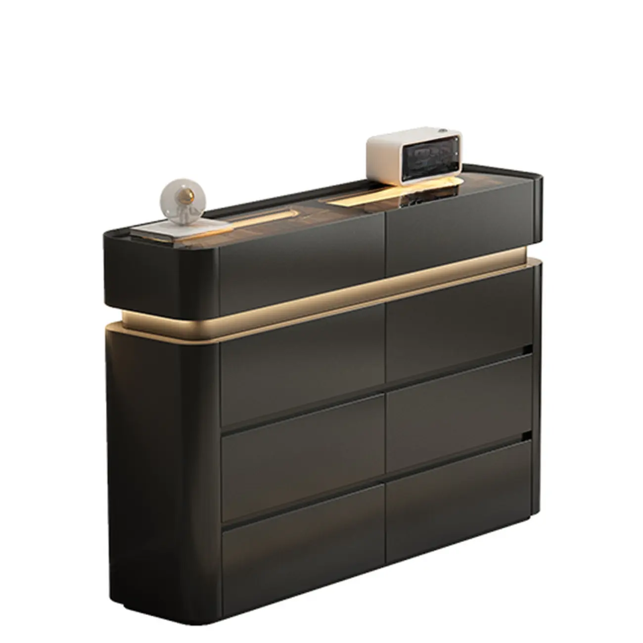 Minimalist Wooden Dresser with LED Lights for Bedroom Image - 5 | homeyfad