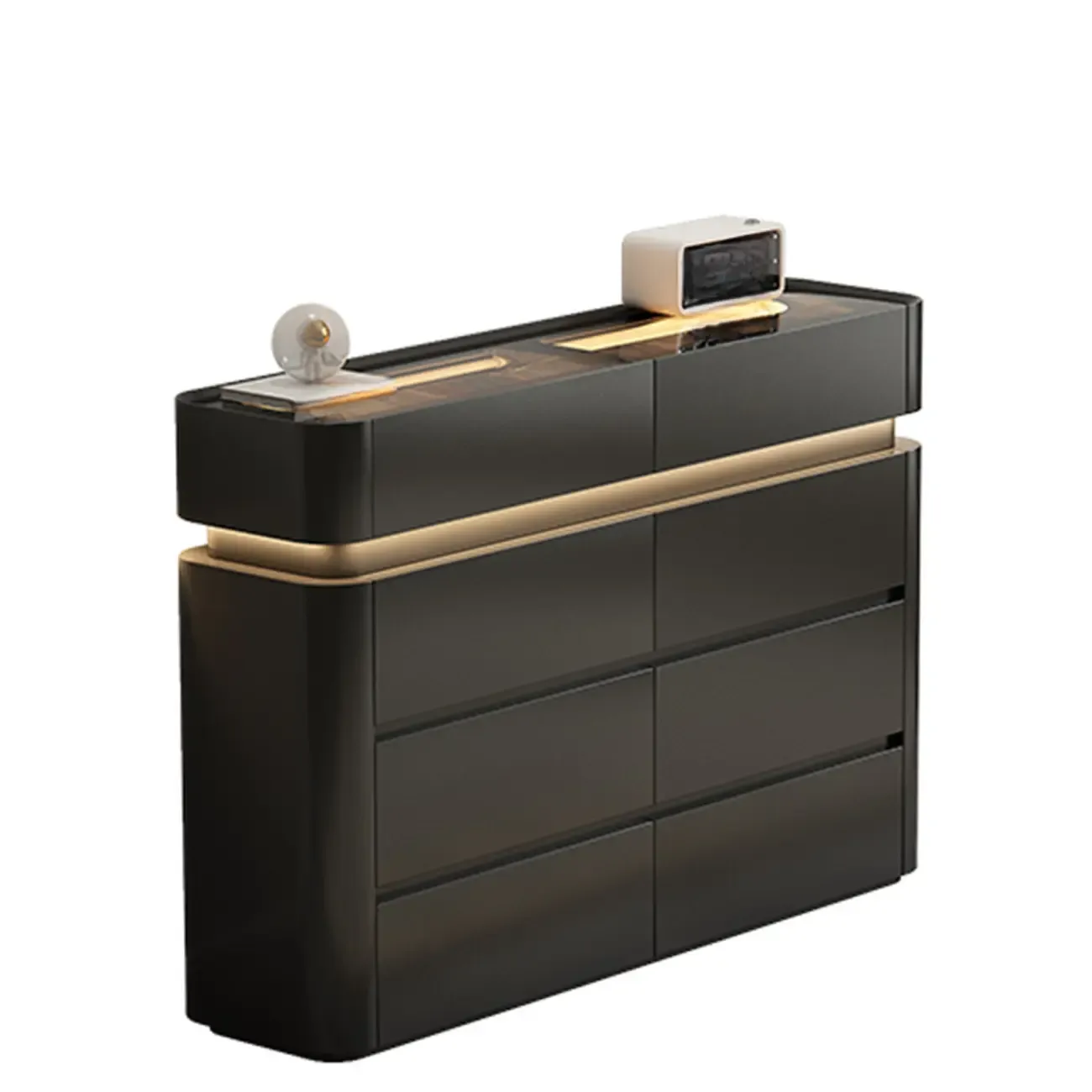 Minimalist Wooden Dresser with LED Lights for Bedroom Image - 5
