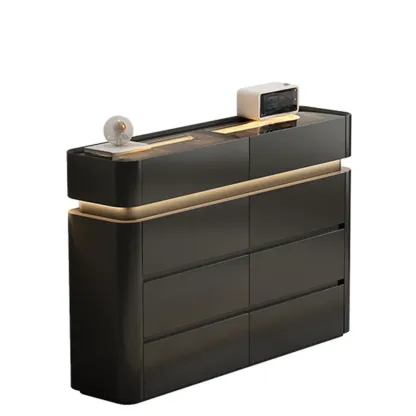 Minimalist Wooden Dresser with LED Lights for Bedroom Image - 5