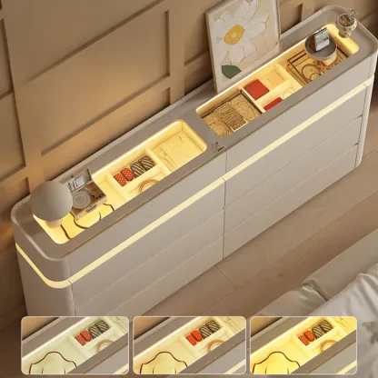 Minimalist Wooden Dresser with LED Lights for Bedroom Image - 7