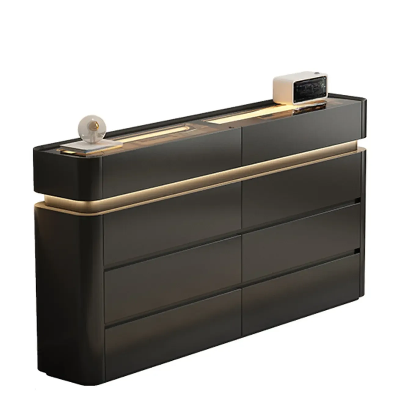Minimalist Wooden Dresser with LED Lights for Bedroom Image - 6