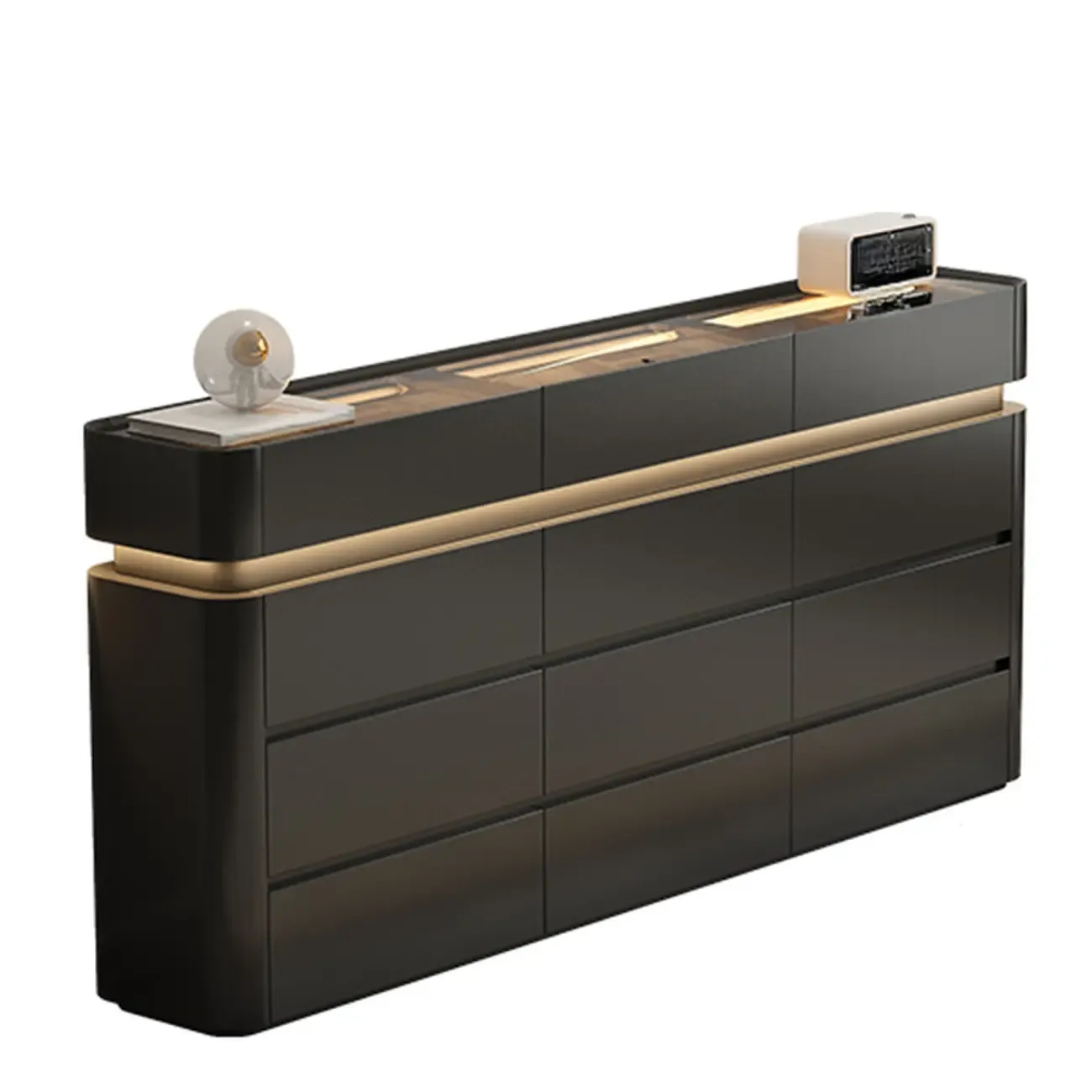 Minimalist Wooden Dresser with LED Lights for Bedroom Image - 9