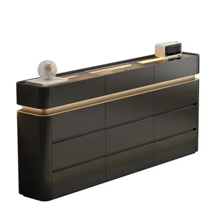 Minimalist Wooden Dresser with LED Lights for Bedroom Image - 9